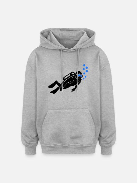 Diver Silhouette Diving - Oversized Unisex Hoodie - heather grey