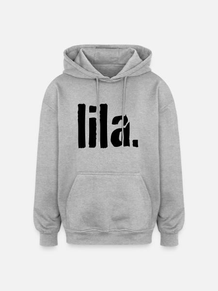 lila - Oversized Unisex Hoodie - Grau meliert