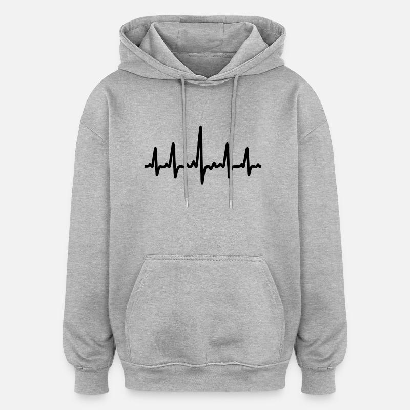 heartbeat - Sweat à capuche oversize unisexe - gris chiné
