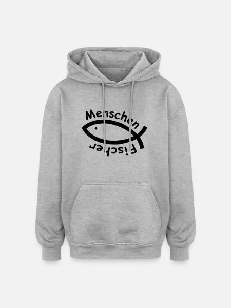 Menschenfischer - Oversized Unisex Hoodie - Grau meliert