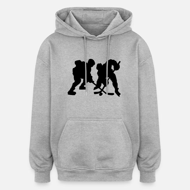 icehockey_16 - Sweat à capuche oversize unisexe - gris chiné