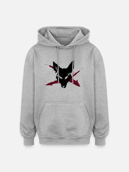 Wolf - Oversized Unisex Hoodie - Grau meliert