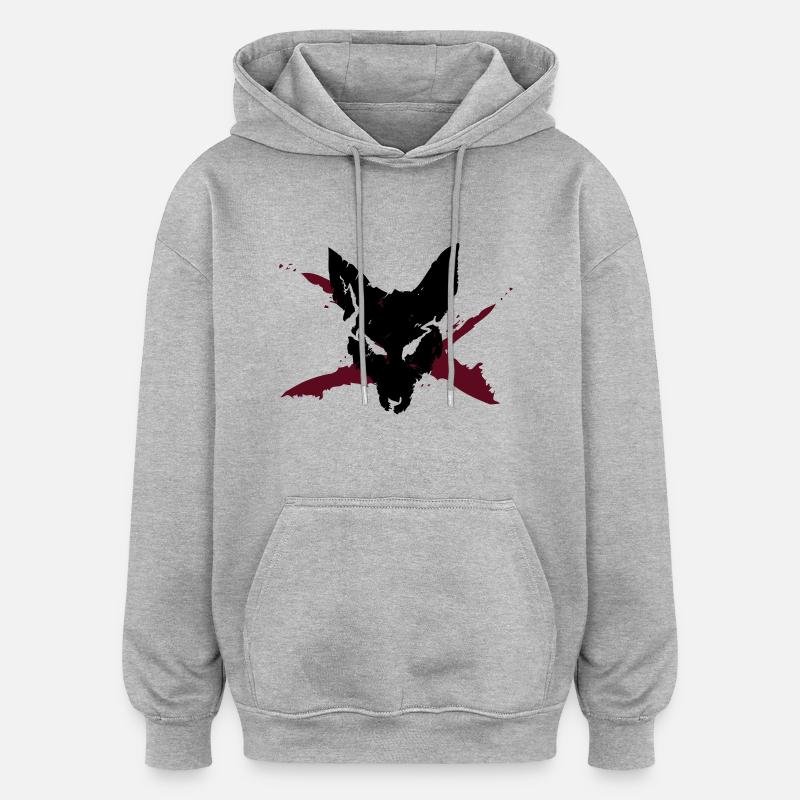 Wolf - Oversized Unisex Hoodie - Grau meliert