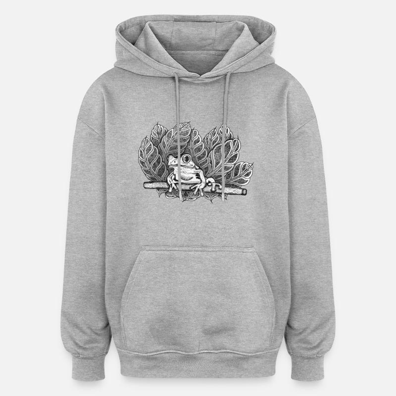 Frosch - Oversized Unisex Hoodie - Grau meliert