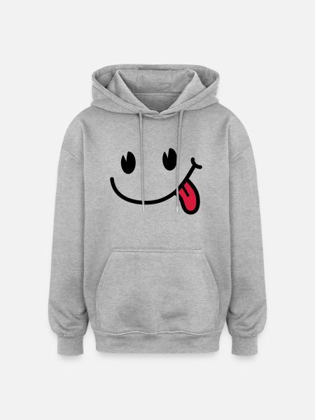 Smiley - Oversized Unisex Hoodie - Grau meliert
