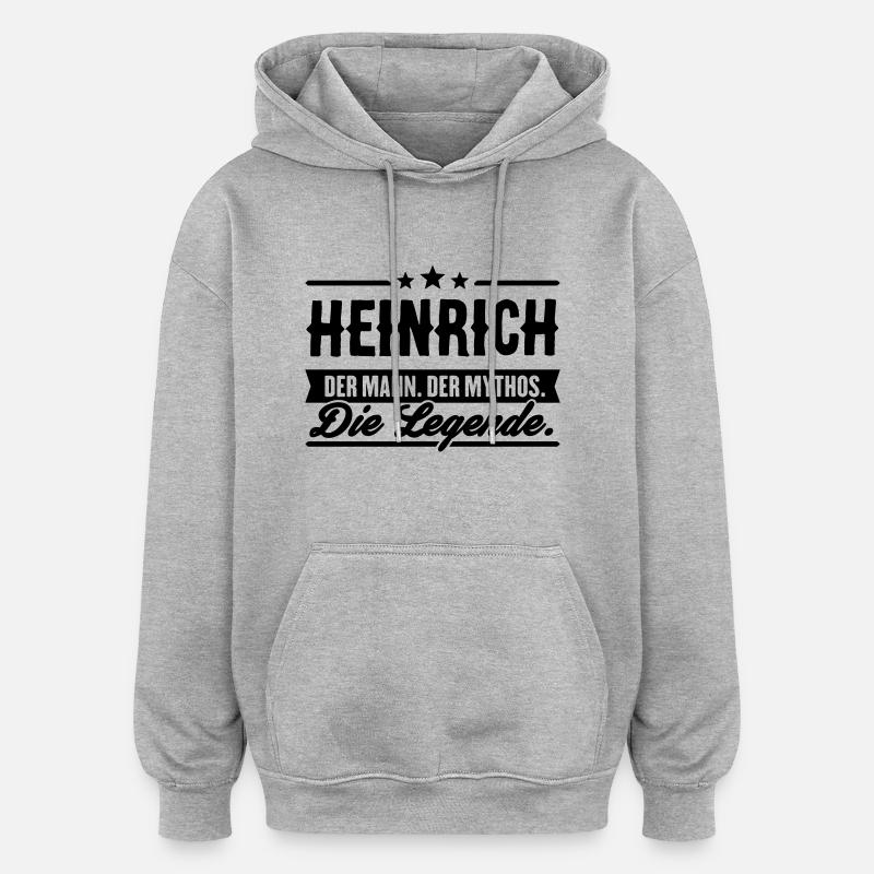 Man Myth Legend Heinrich - Sweat à capuche oversize unisexe - gris chiné