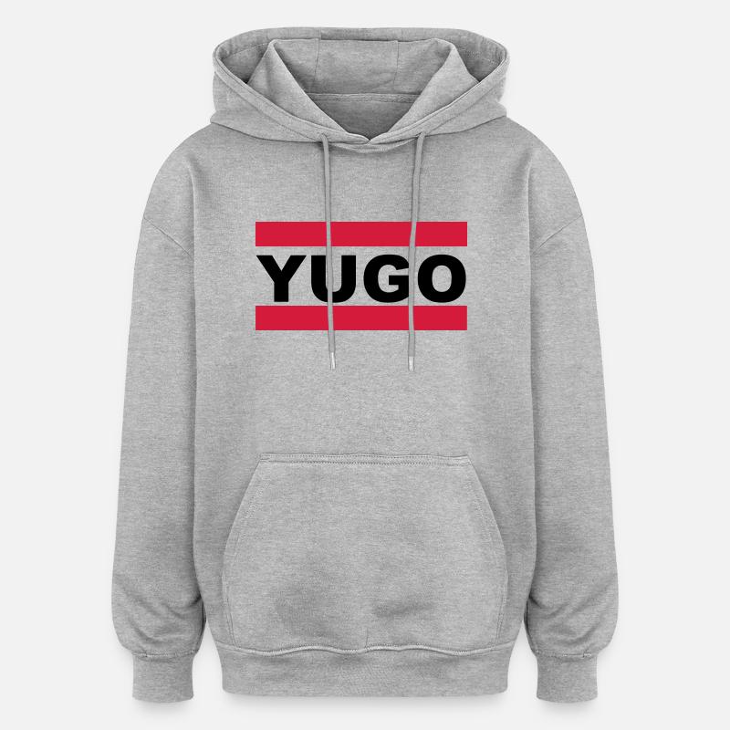 yugo - Sweat à capuche oversize unisexe - gris chiné