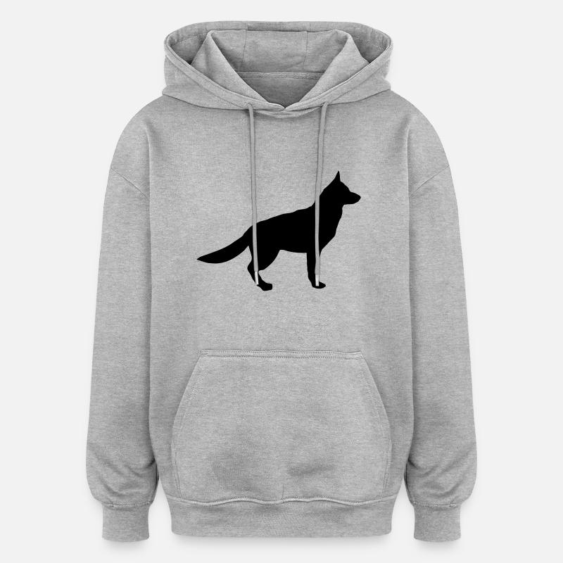 Chien - Sweat à capuche oversize unisexe - gris chiné