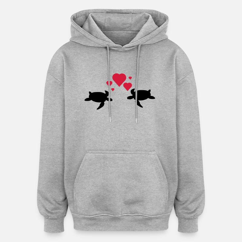 Schildkröten Paar - Oversized Unisex Hoodie - Grau meliert