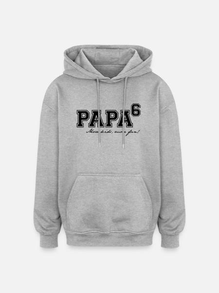 Papa hoch 6 - Oversized Unisex Hoodie - Grau meliert