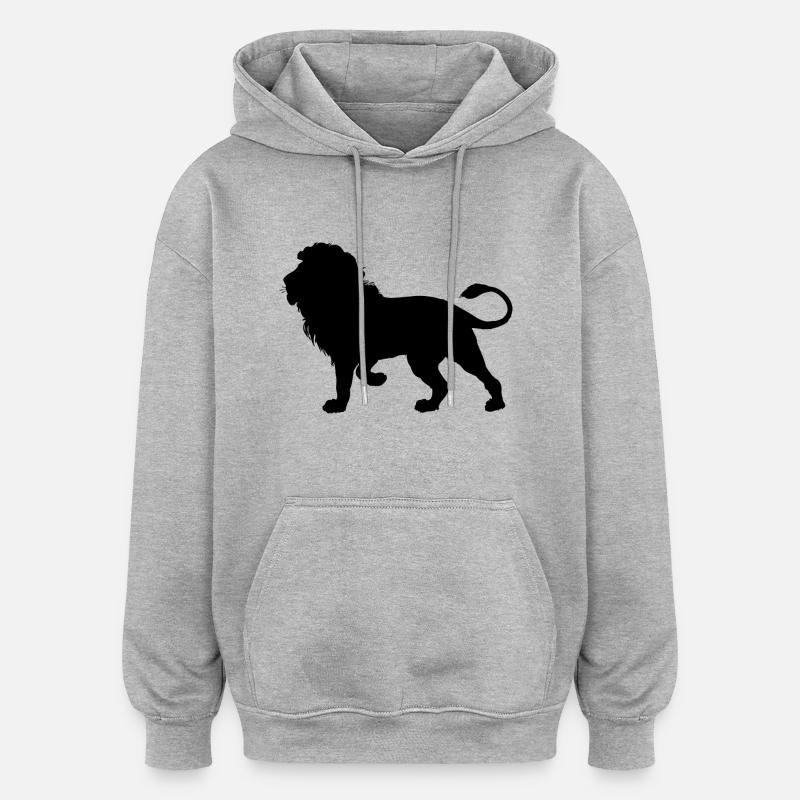 Lion Silhouette - Sweat à capuche oversize unisexe - gris chiné