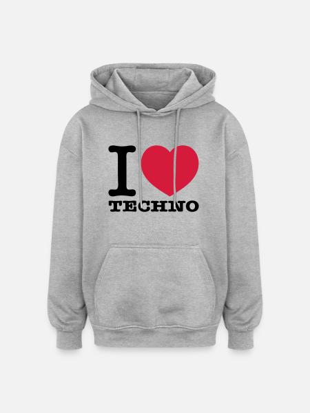 I love techno music - Oversized Unisex Hoodie - heather grey