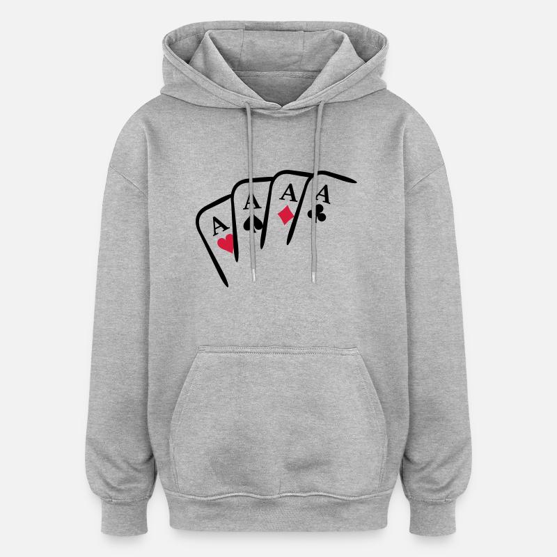 Poker Cards - Sweat à capuche oversize unisexe - gris chiné