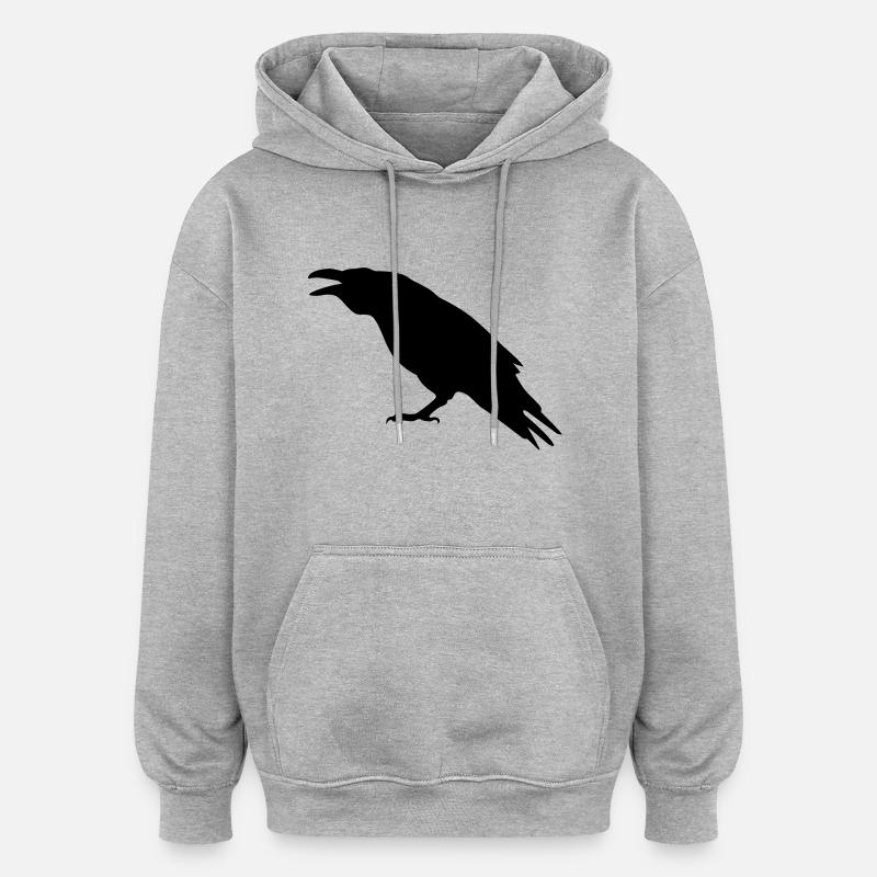 Corbeau - Sweat à capuche oversize unisexe - gris chiné
