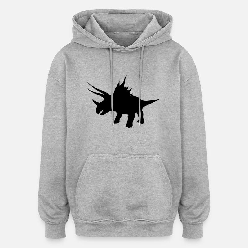 Dino - Sweat à capuche oversize unisexe - gris chiné