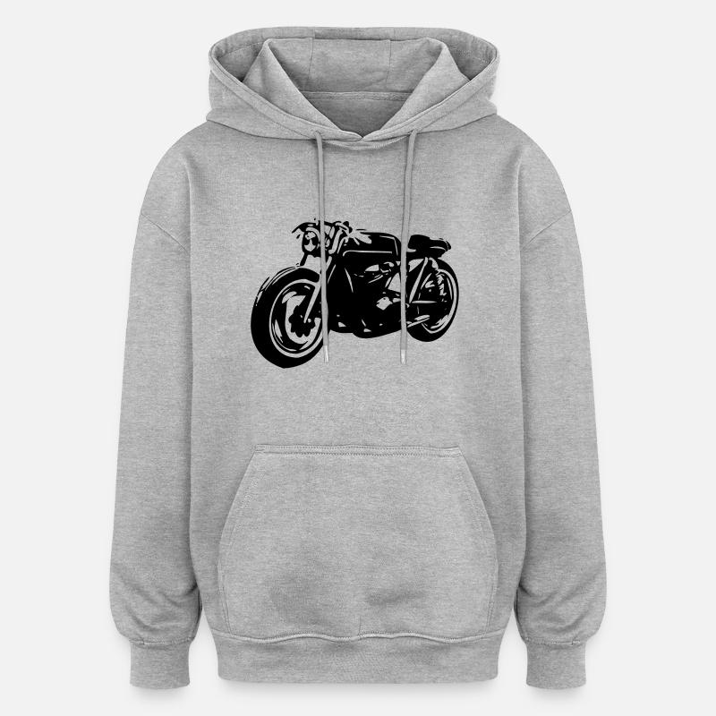 cafe racer - Sweat à capuche oversize unisexe - gris chiné