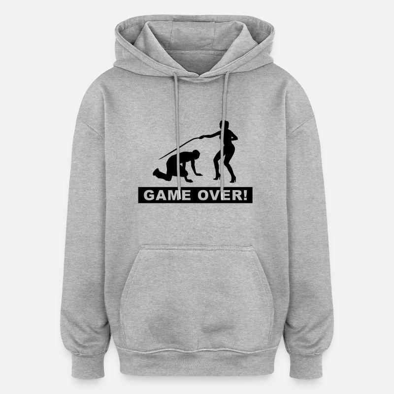 cerf la nuit - Sweat à capuche oversize unisexe - gris chiné