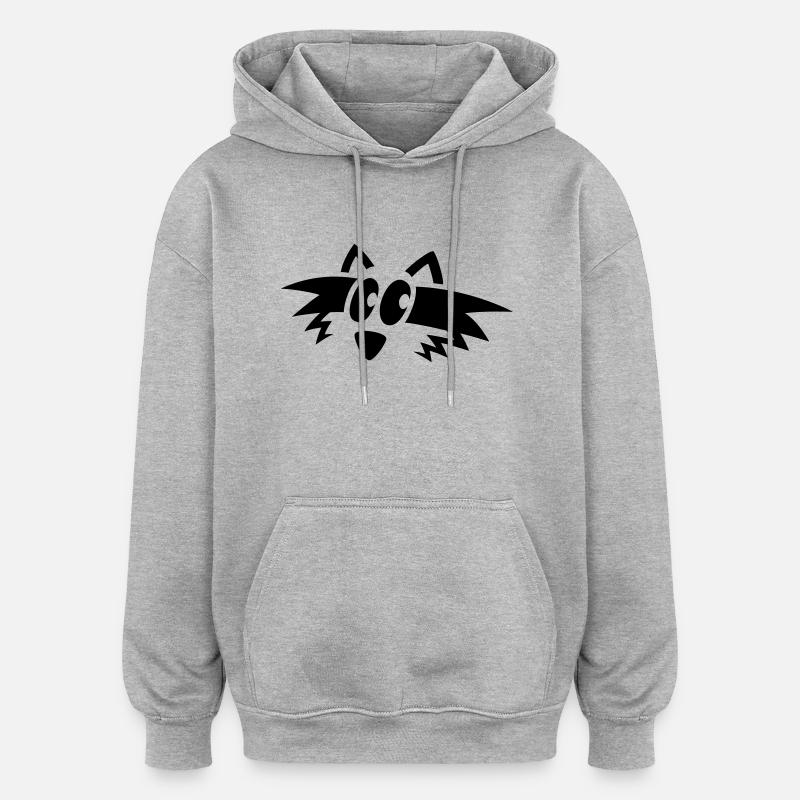 visage de raton laveur - Sweat à capuche oversize unisexe - gris chiné