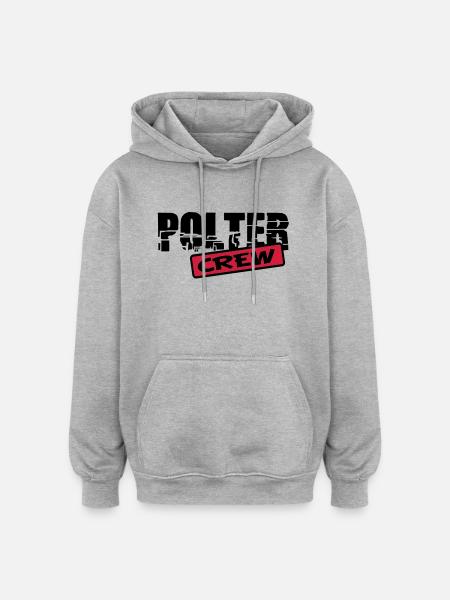 poltercrew - Sweat à capuche oversize unisexe - gris chiné