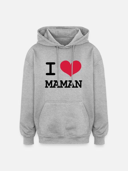 Ich liebe Mama! - Oversized Unisex Hoodie - Grau meliert