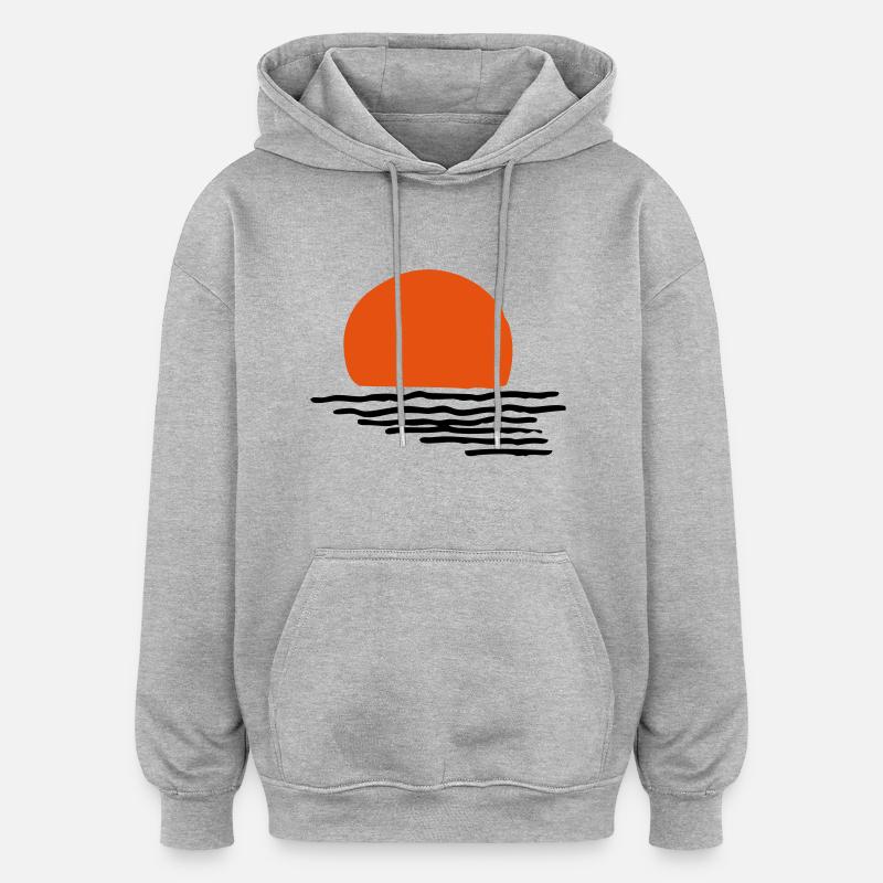 Coucher du soleil - Sweat à capuche oversize unisexe - gris chiné