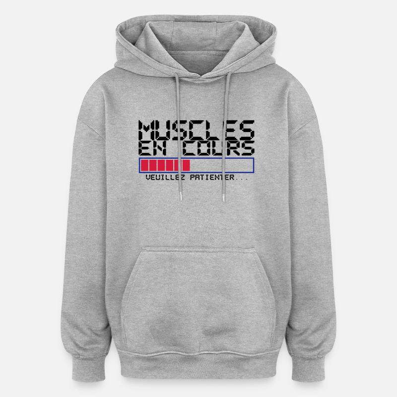 muscles en cours citation - Sweat à capuche oversize unisexe - gris chiné