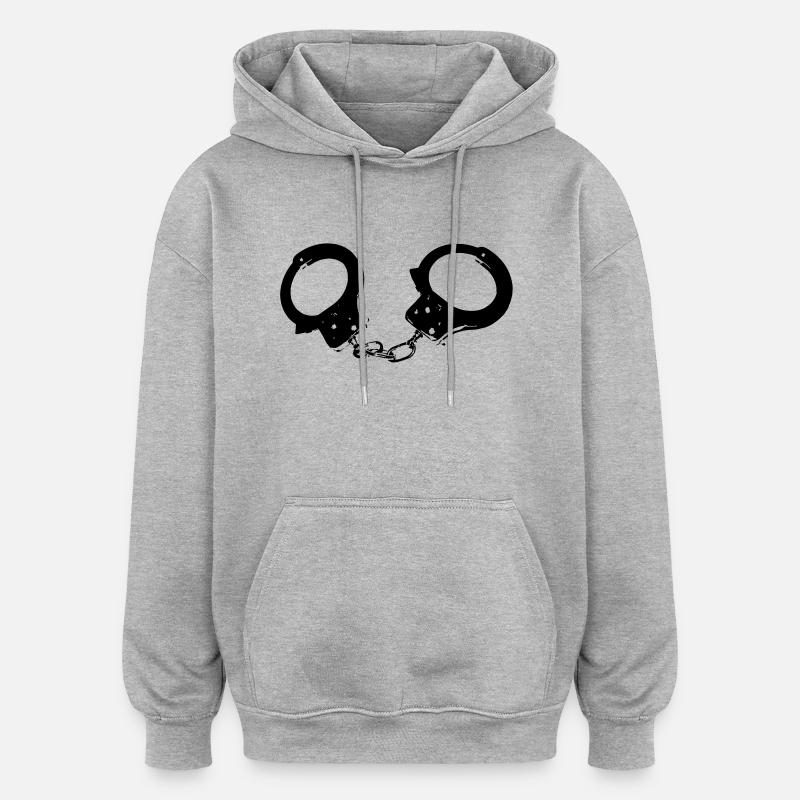 menottes - Sweat à capuche oversize unisexe - gris chiné