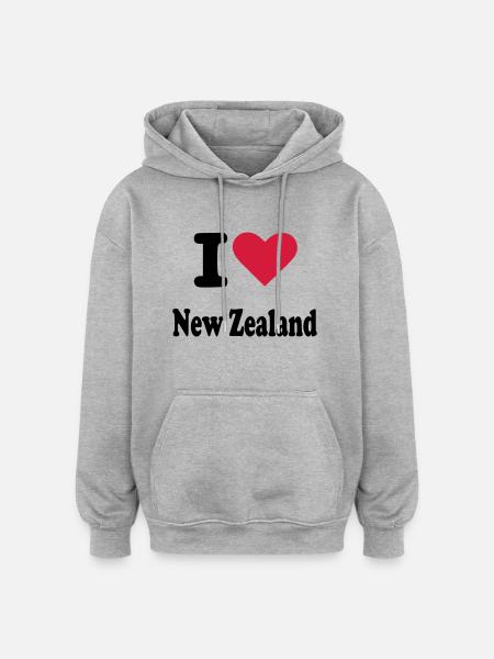 Neuseeland - Oversized Unisex Hoodie - Grau meliert