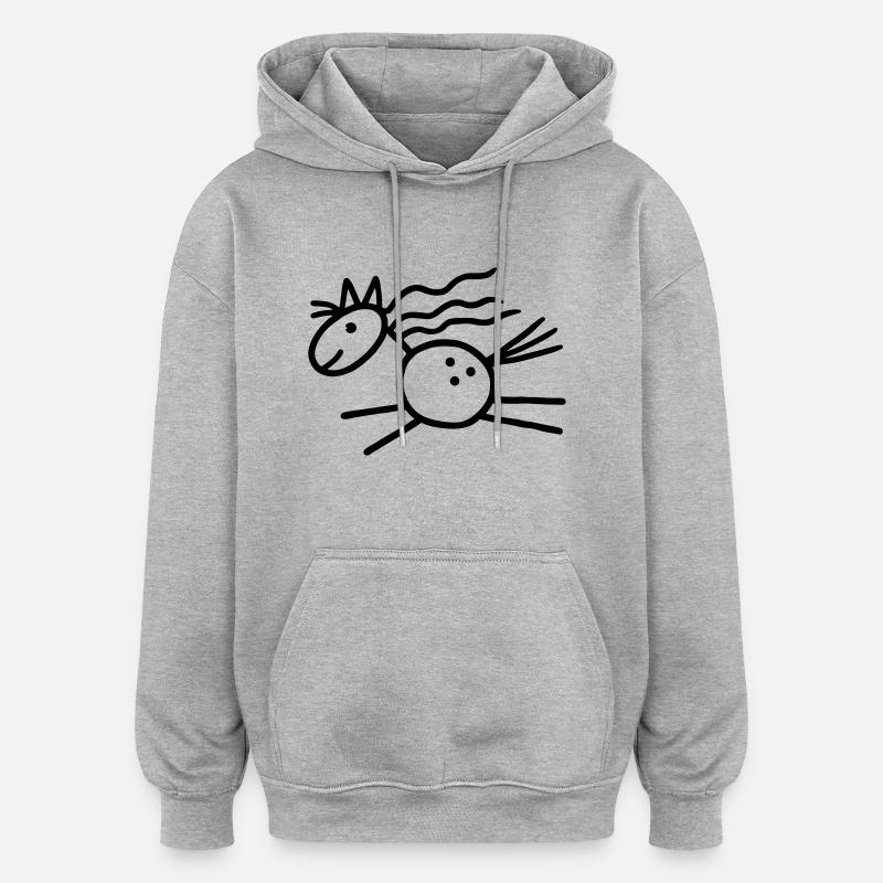 Pferd springt - Oversized Unisex Hoodie - Grau meliert