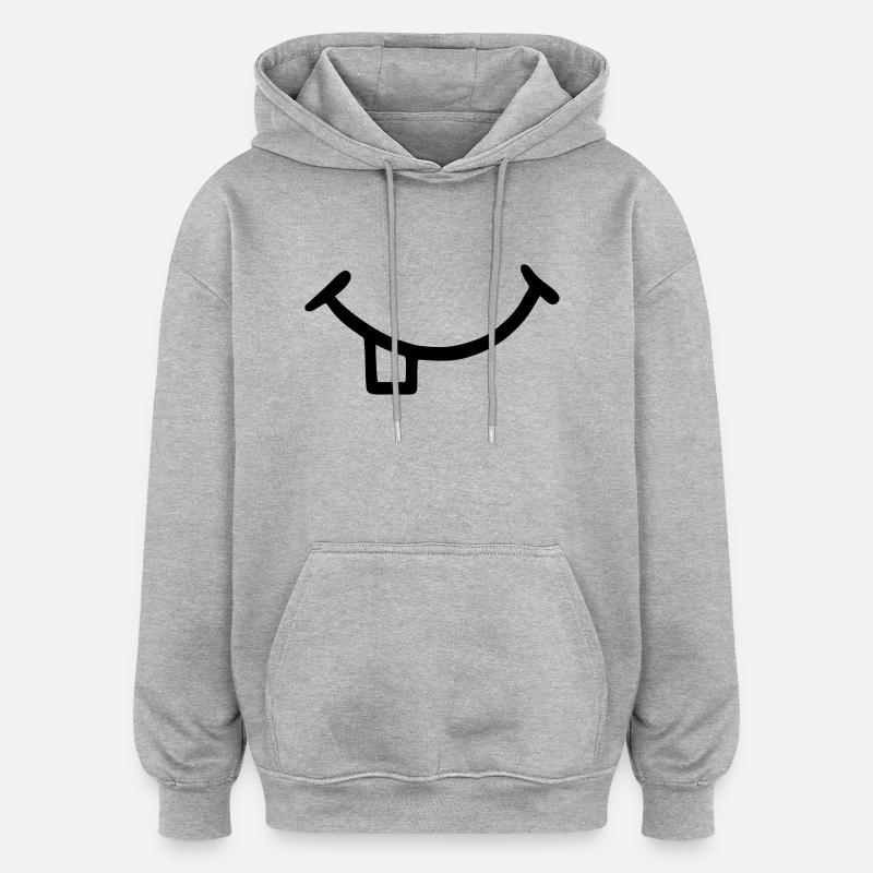 Bouche avec des dents - Sweat à capuche oversize unisexe - gris chiné