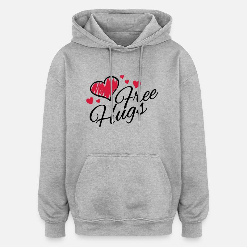 free_hugs_di2 - Sweat à capuche oversize unisexe - gris chiné