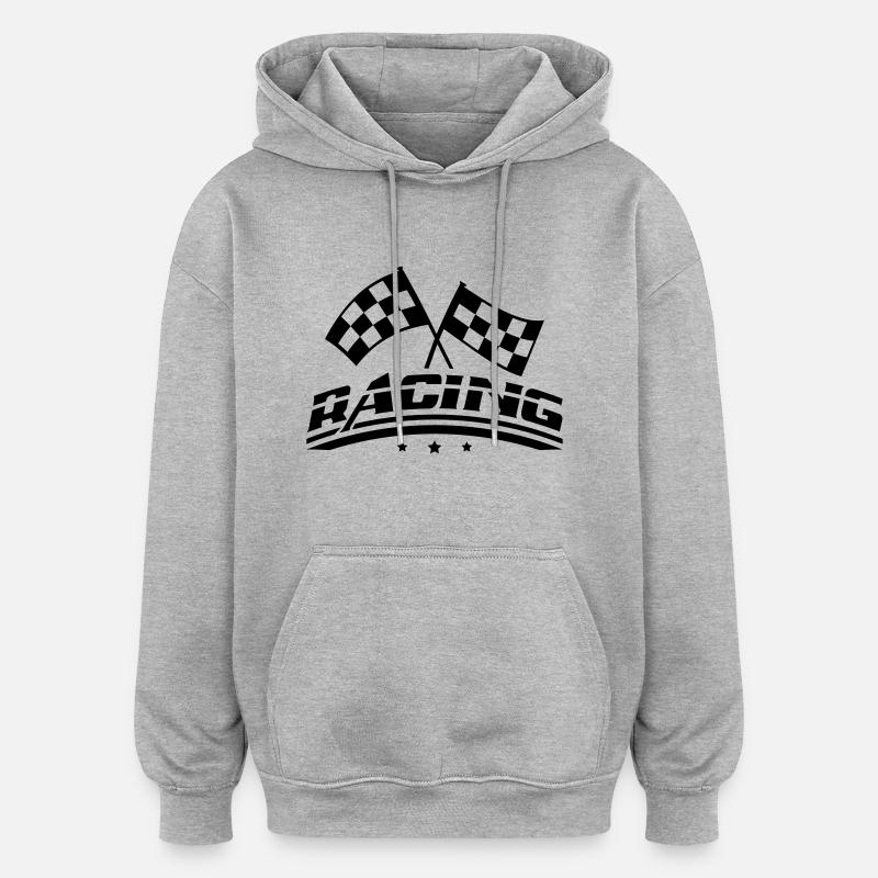 racing_di1 - Sweat à capuche oversize unisexe - gris chiné