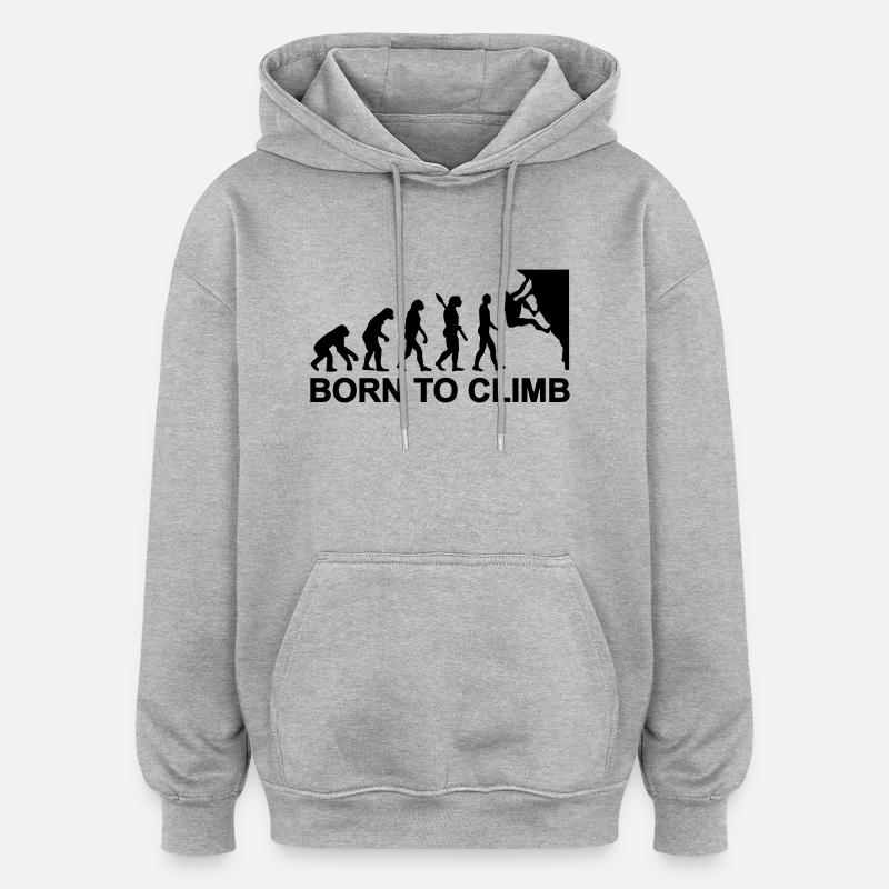 Évolution Escalade - Sweat à capuche oversize unisexe - gris chiné