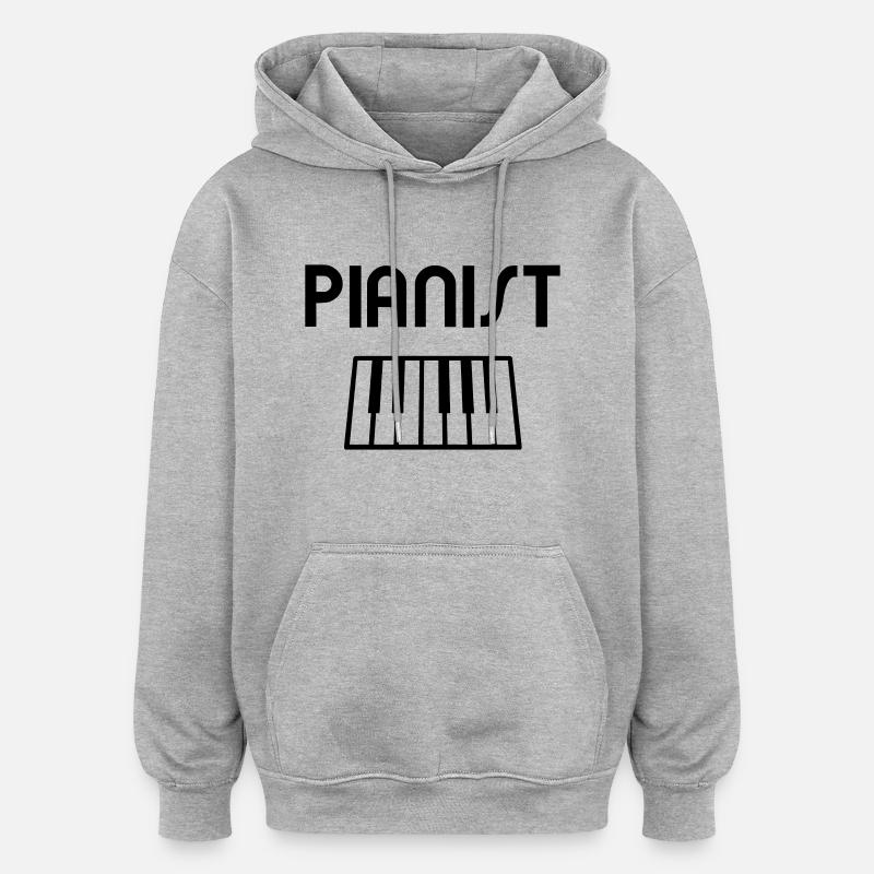 Pianist with piano keyboard - Sweat à capuche oversize unisexe - gris chiné
