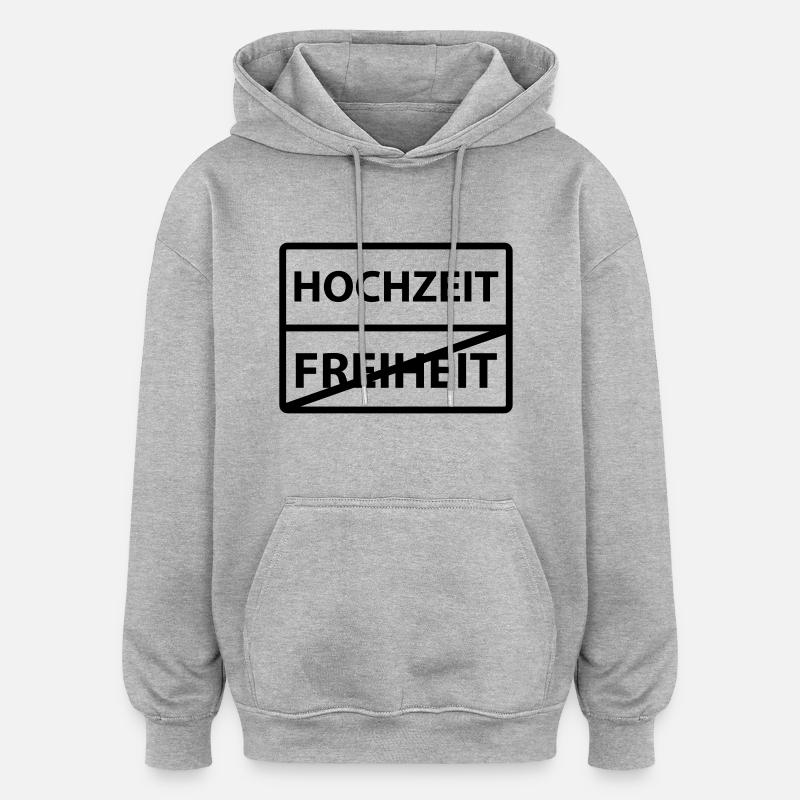 hochzeit - Sweat à capuche oversize unisexe - gris chiné