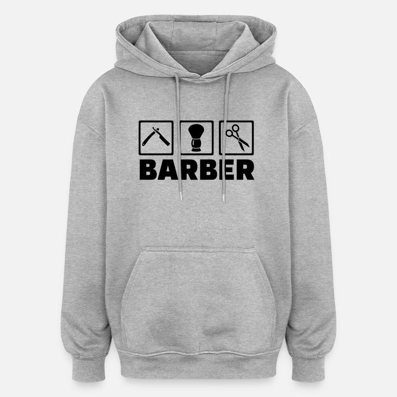 Barber - Sweat à capuche oversize unisexe - gris chiné