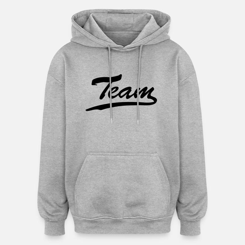 team - Oversized Unisex Hoodie - Grau meliert
