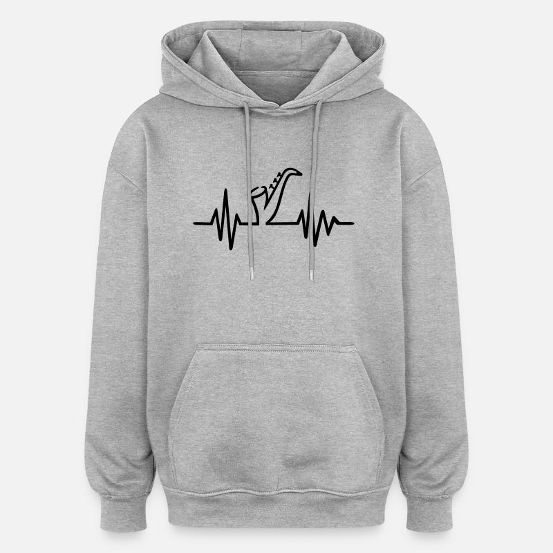 Saxophon - Oversized Unisex Hoodie - Grau meliert