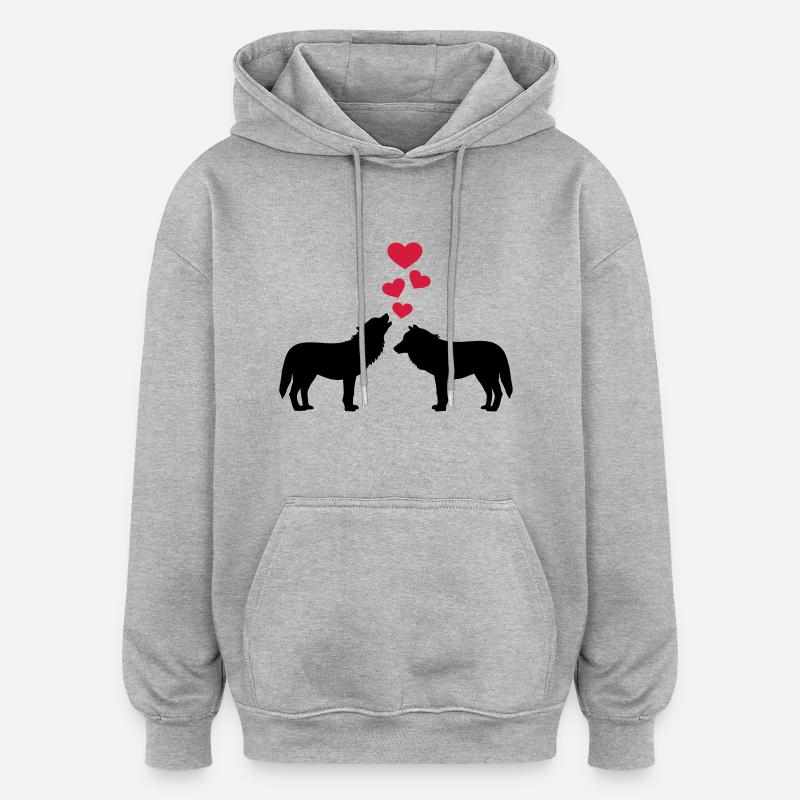 Wölfe - Oversized Unisex Hoodie - Grau meliert