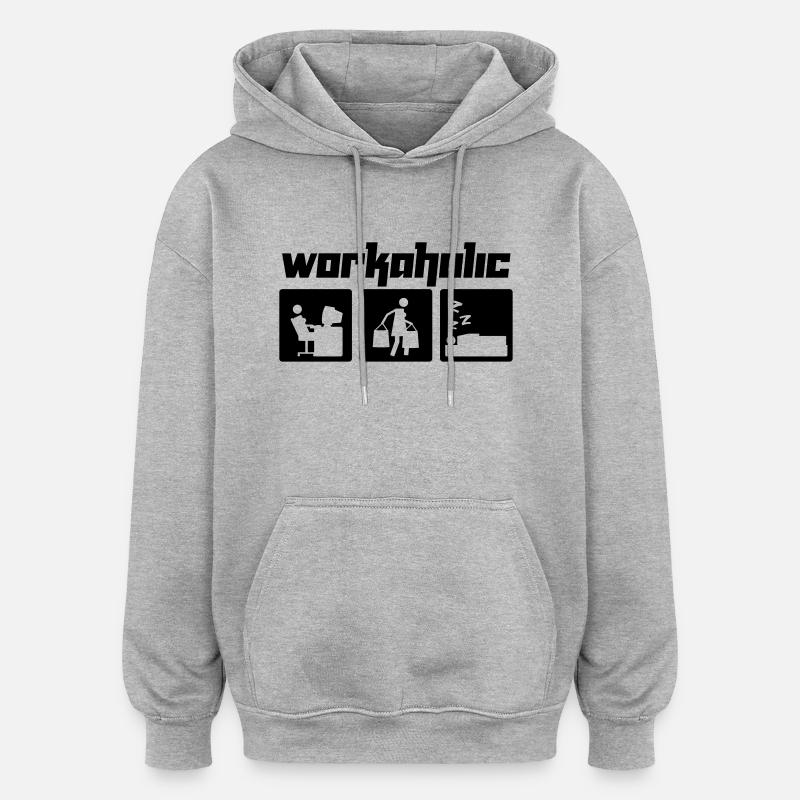 Workaholic (Vektor) - Sweat à capuche oversize unisexe - gris chiné