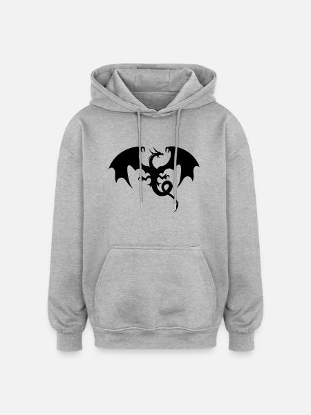Drachen - Oversized Unisex Hoodie - Grau meliert