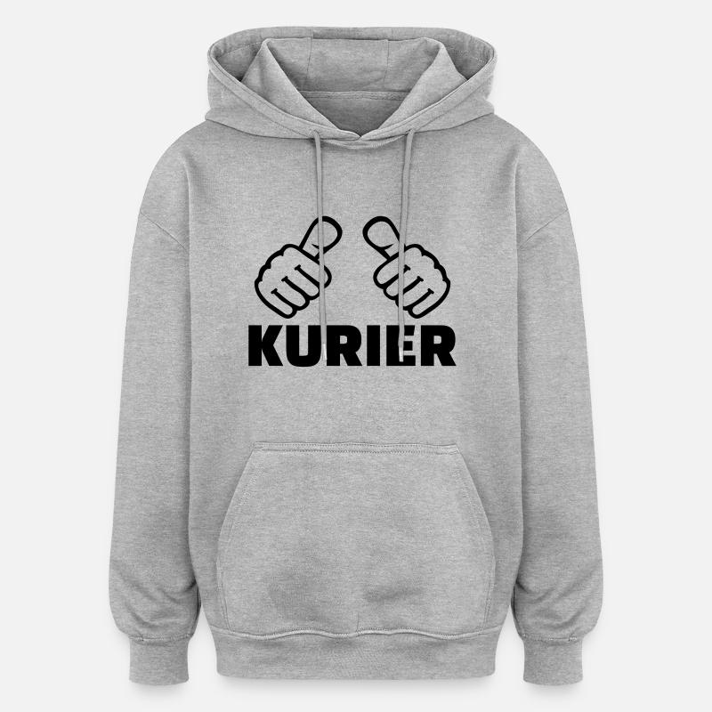 Kurier - Oversized Unisex Hoodie - Grau meliert