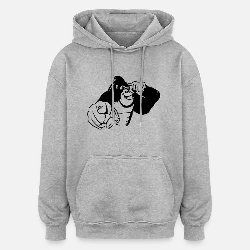 montrer Gorilla oiseau - Sweat à capuche oversize unisexe - gris chiné