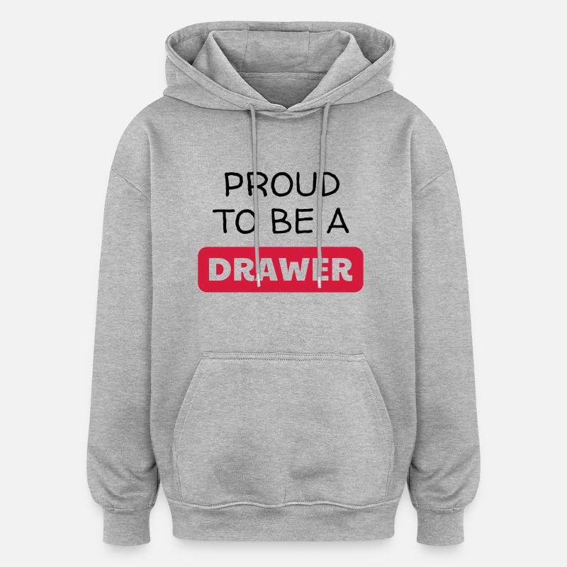 Dessin / Dessinateur / Drawing / Drawer - Sweat à capuche oversize unisexe - gris chiné
