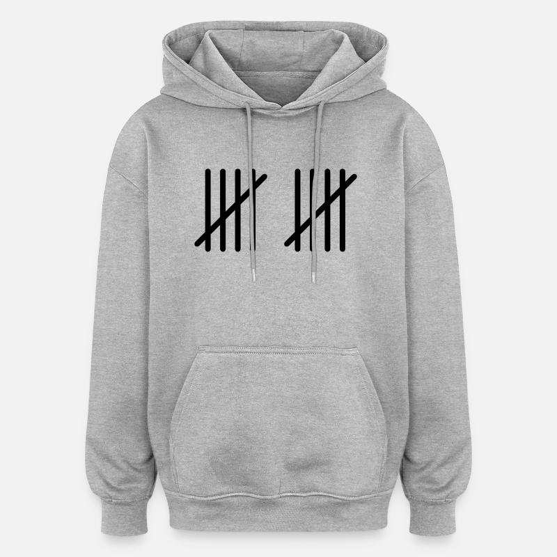 10_stripes - Sweat à capuche oversize unisexe - gris chiné