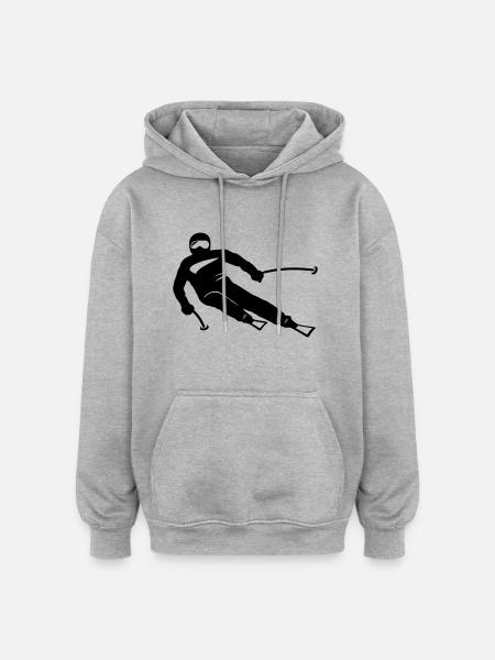 Winter - Skifahrer - Oversized Unisex Hoodie - Grau meliert