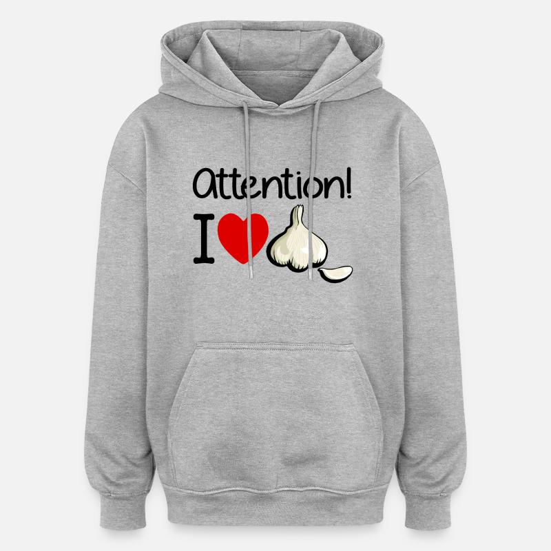 Knoblauch Achtung Kochen Geruch Geschenk - Oversized Unisex Hoodie - Grau meliert