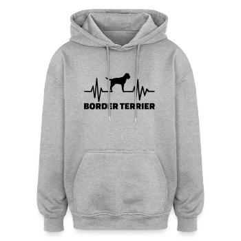 Border Terrier - Sweat à capuche oversize unisexe - gris chiné - Devant - Noah (186cm)