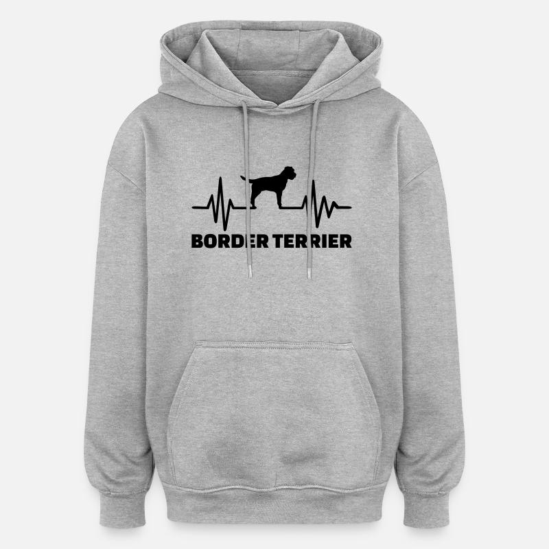 Border Terrier - Sweat à capuche oversize unisexe - gris chiné