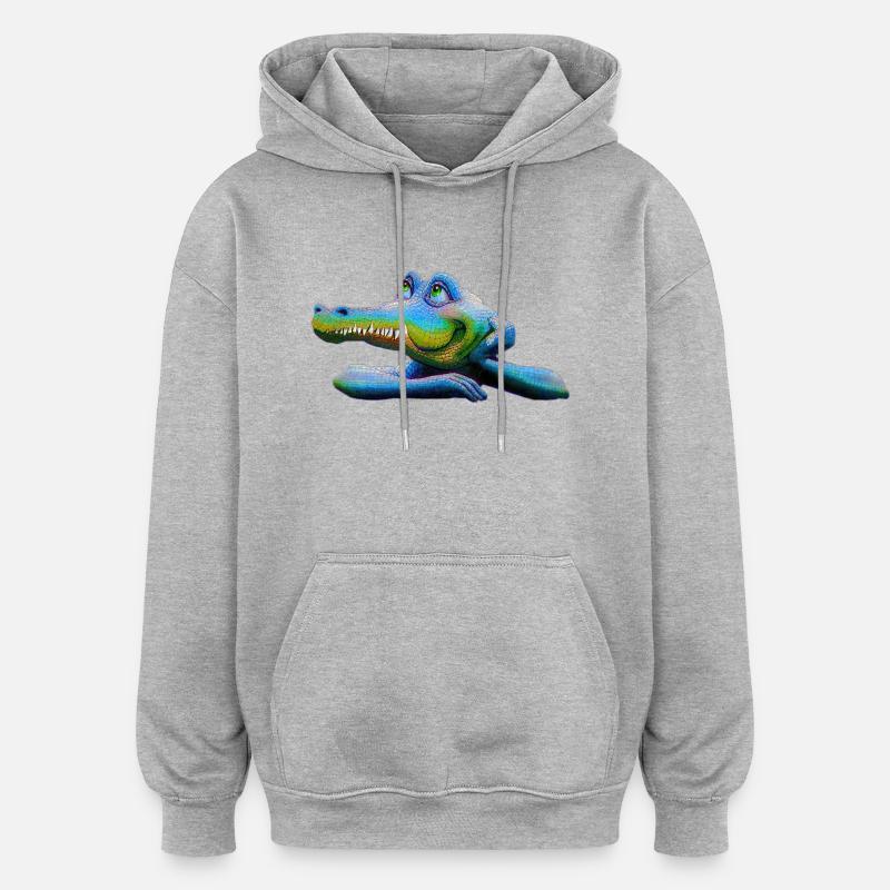 Crocodile Retro Amstrad - Mascotte 01 - Sweat à capuche oversize unisexe - gris chiné